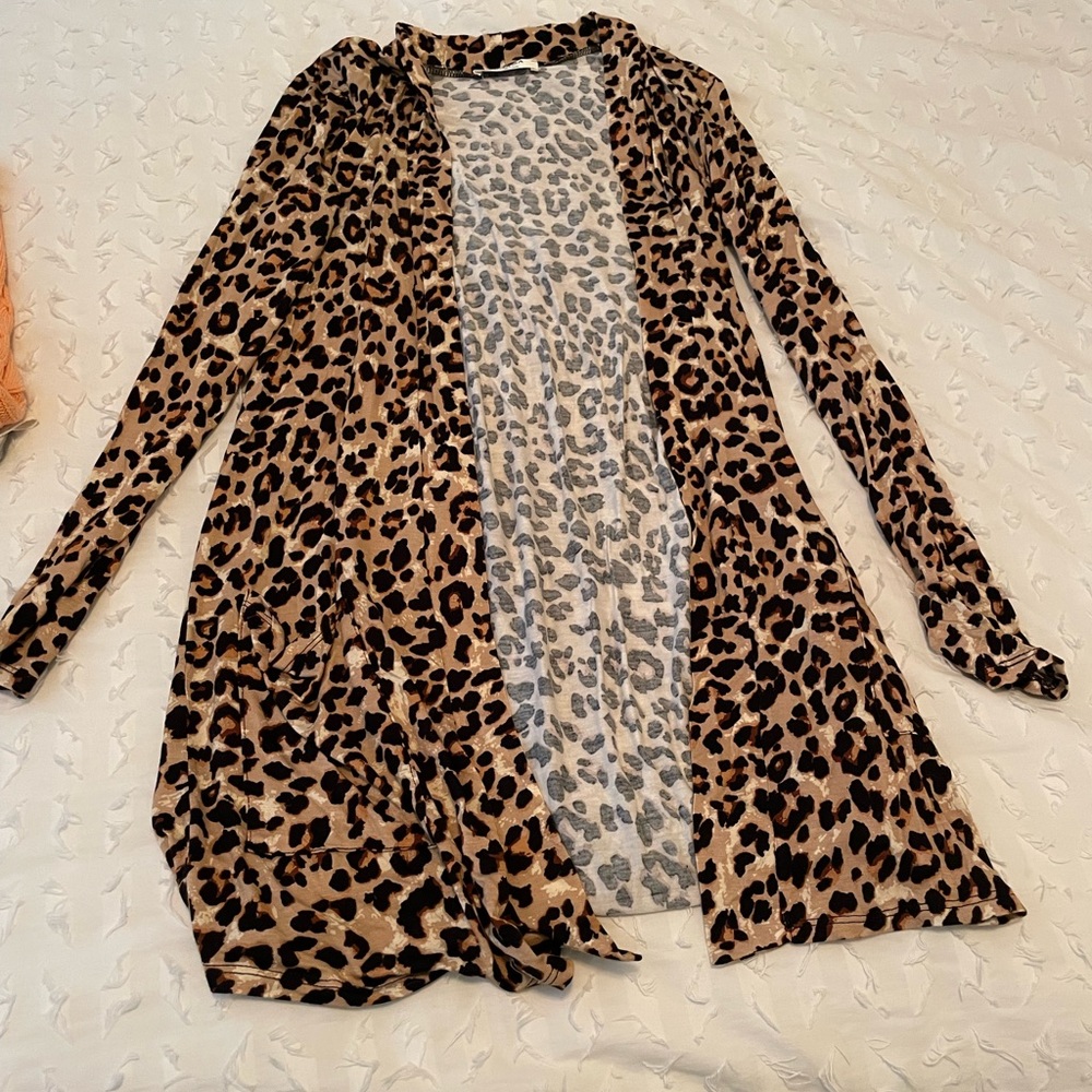 Zenana Animal Print Cardigan